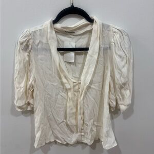 New Reformation Joelle Tie Neck Button-Up Blouse in Gossamer ✨🔥🔥 no 🏷️ XS